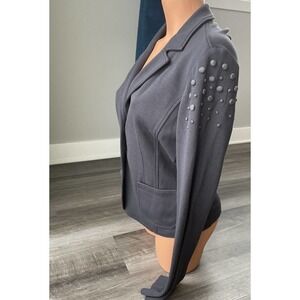 Nathalie Chaize Gray Blazer Size 38 US 6 Three Button Designer Applique …